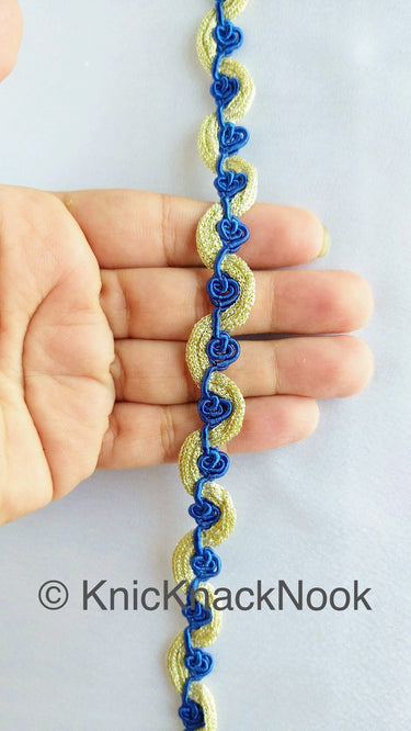 Shimmering Gold And Blue / Yellow / Coral Thread Floral Lace Trim, Rose Trim, Flower Roses